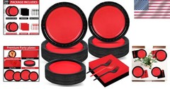 Versatile Red and Black Party Supplies for All Occasions – 50 Guests, 200PCS