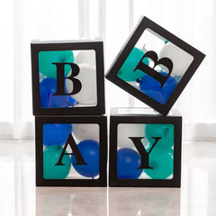 4Pcs Transparent Baby Boxes,Clear Balloon Boxes Backdrop with 16 Letters,Transpa