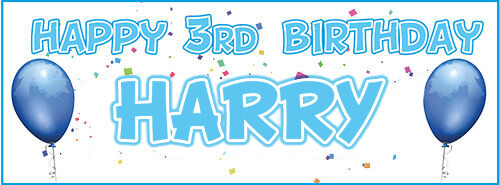 2 Personalised Happy Birthday Banners Custom Print Party Decor Name Banner