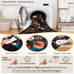 Floral Nursery 5×7 Area Rugs Washable Print Boho Cute Carpet Non Slip Flower …