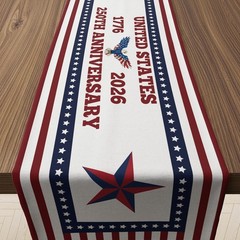 Durable 100% Polyester Patriotic Table Runner – Perfect for July 4th Parties