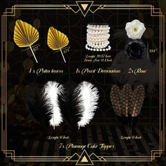 Feather Rose Gatsby Roaring 20s Prom Cake Decorations Topper Set