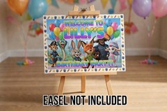 Personalised Printed Zootopia Birthday Foam Board Event Welcome Sign A3