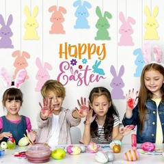54 PCS 5.9 Inch Easter Bunny Paper Cutouts Colorful DIY Craft With Glue