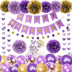 Decoraciones De Cumpleanos Moradas Para Mujeres Y Ninas Garlan Colgante De M…