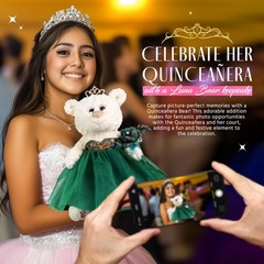 Large 20” Quinceañera Teddy Bear Centerpiece – Elegant Dress, Oversized Keeps…