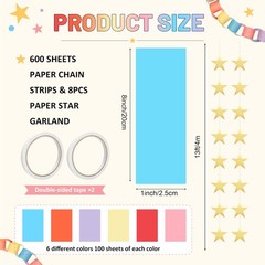 600 Sheets Rainbow Chain Strips and Mirror Star Garland 13 Feet Crafts Banner…