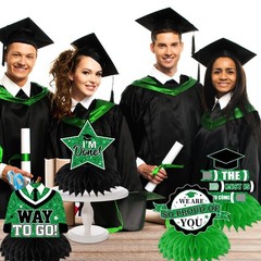 12 PCS Black Green Class 2026 Graduation Table Honeycomb Centerpiece Decor