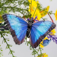-Artificial Feather 3D Butterfly Party Decorations Set of 12 with Clip 12 Color