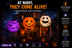 3 Pack Halloween LED Paper Lanterns Pumpkin Ghost Bat Glow at Night