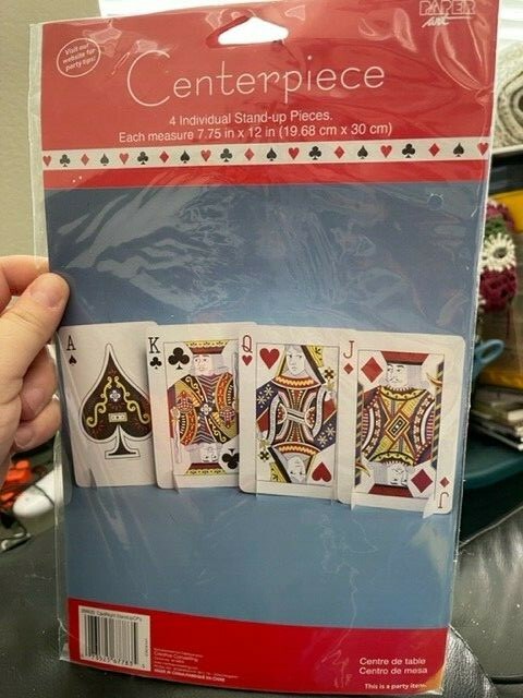 Creative Converting Poker Cards Centerpiece 4 Stand-Up Pieces New!!!!