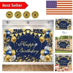 Reusable Blue Gold Birthday Photography Background – Perfect for Any Celebration