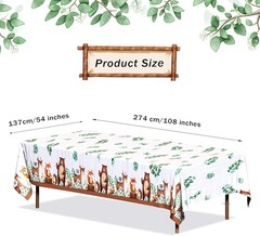 3Ct Woodland Plastic Tablecloth Creatures Fox Birthday Baby Shower Banner Wild