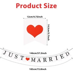 Just Married Wedding Banner Romantic Party Hanging Flag Decoration for Bridal