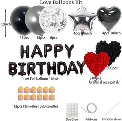 Candlelight Romantic Birthday Decorations: Black & Silver Theme for 73 PCS Setup