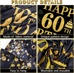 60th Birthday Decorations for Men Women – Happy 60th Birthday Banner Party de…