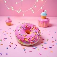 1 Pc Pink Fake Donuts,Donuts Simulation Artificial Doughnuts Dessert Cake Par…