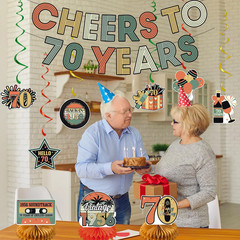 70Th Birthday Decorations Women Men, Cheers to 70 Years Banner Centerpieces Hang