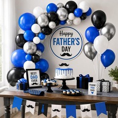 Blue & Black Balloons – 35pcs, Dark Blue, Black & Silver Latex Balloons with …