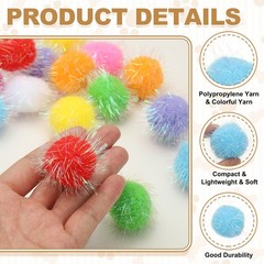 16Pcs 1.8 Inch Sparkle Flash Balls Pet Cat Pom Pom Fuzzy Balls Blue