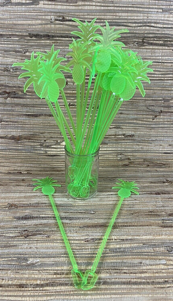 20 Green Pineapple Swizzle Sticks 9.5″ tall 4 Adult Beverages Cocktail Tiki