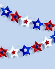, Red, White + Blue Star Banner | 5.5 Ft. | 4th of July Garland, USA Decorati…