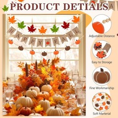VitalCozy 3 Pcs Pre Strung Happy Fall Banner Felt Happy Fall Garland