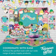 Squishmallows Birthday Backdrop – 4.3ft x 6ft Silky Fabric Party Decoration