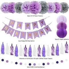 72Pcs Purple Birthday Party Decorations for Girls Women, Lavender Purple and