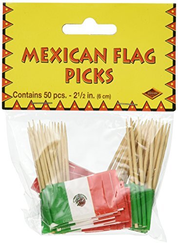 Beistle Mexican Flag Picks 2.5-Inch (50-Count), Green/Red/White