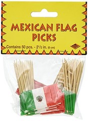 Beistle Mexican Flag Picks 2.5-Inch (50-Count), Green/Red/White