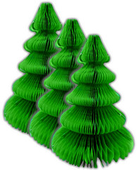 3 x Large Christmas Tree Party Green Honeycomb Paper Tablescape Table Decoration