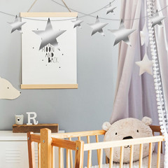 24 Pcs Silver Cardboard Stars Hanging Stars Cutouts for Party Decoration 4 Sizes
