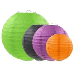 Halloween Paper Lanterns Black Purple Orange Green purple orange black green