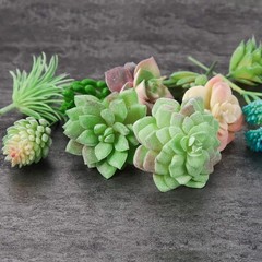 FEPITO 15 Pcs Artificial Succulent Plants Green Unpotted Faux 15Pcs,