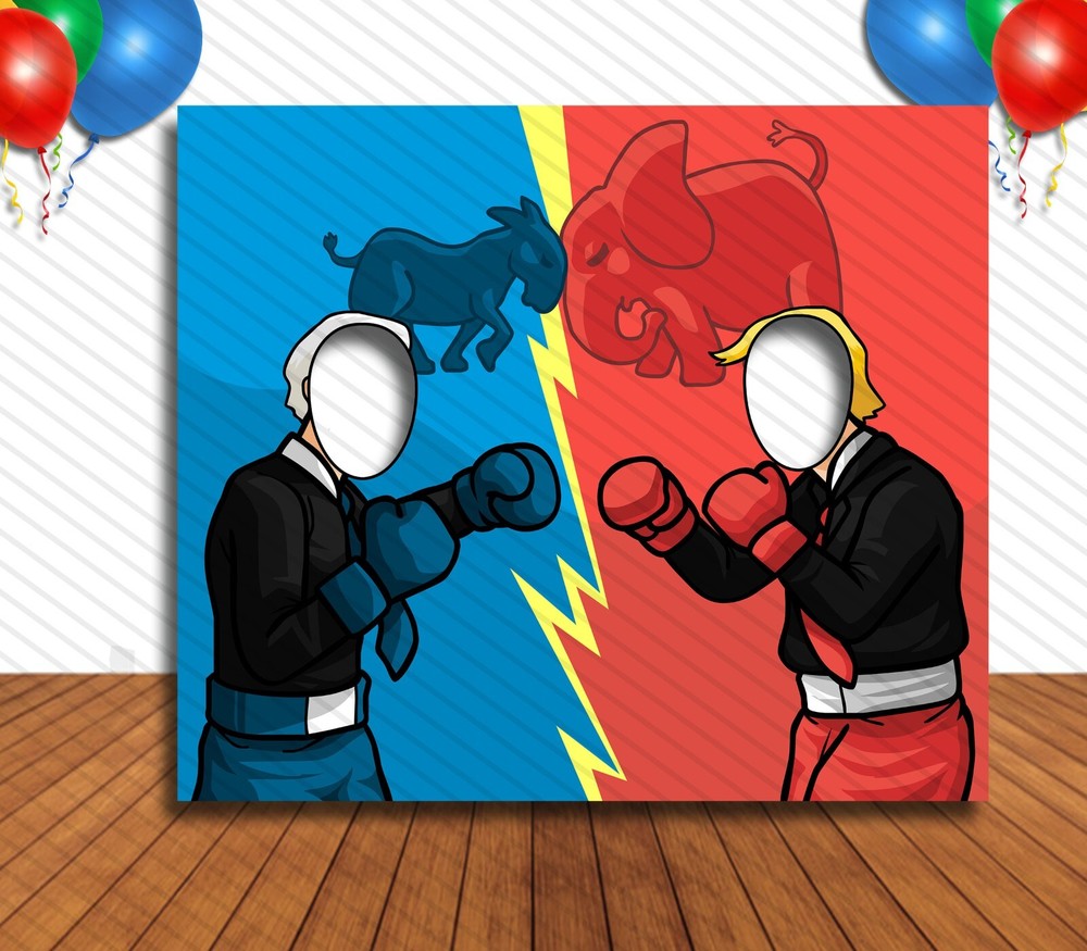 Biden vs Trump Boxing Match Face Cutout, 36×42″ Photo Stand-in, Party Photo Prop