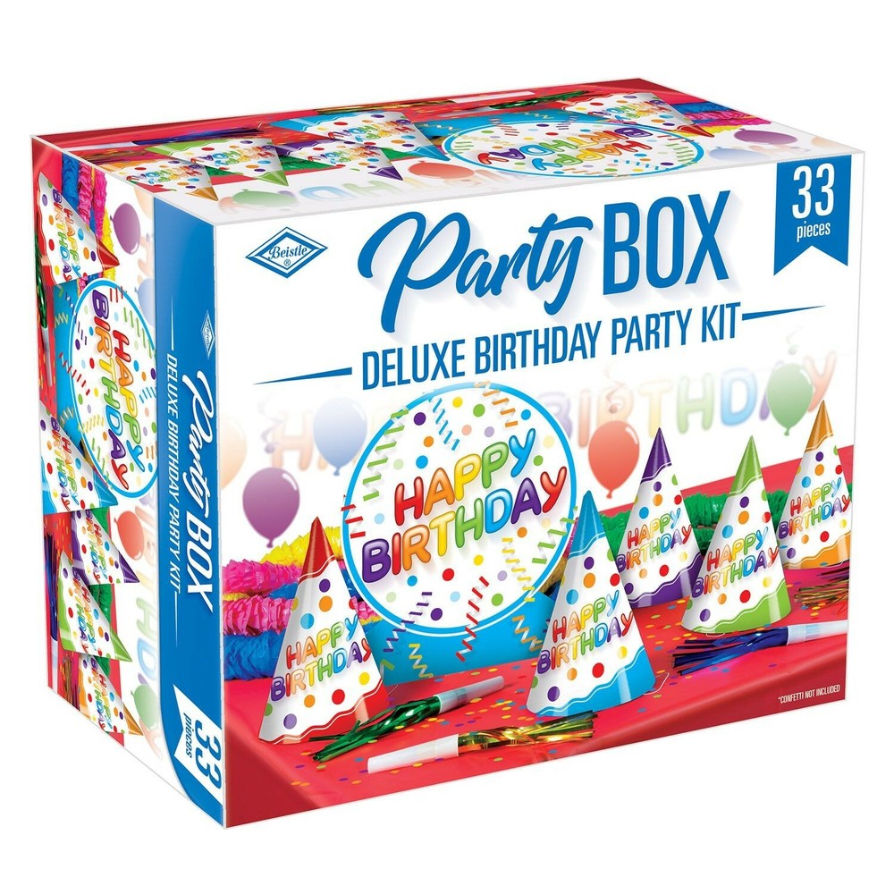 Deluxe Birthday Party Kit PARTY Box 33 Pieces