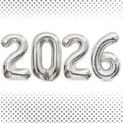 40 Inch Silver Number 2026 Balloons, Big Large Size Giant 2026 Number Balloon…