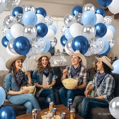 Zesliwy Blue White Silver Balloons Set,50Pcs 12 Inch Metallic Dark Blue Slive…