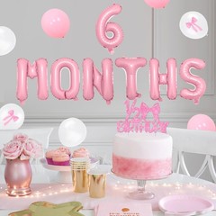 Half Decorations – Pink Gingham Banner Bow, Balloons, Cake Topper for Girls 6…