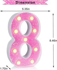 Pink Light up Letters，Pink Party Decorations,Girls Room Decor,Glitter Marquee Nu