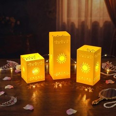 Grinsvalley 12 Pcs Princess Sun Lantern Centerpieces for Table 3 Size Gold Pr…