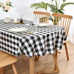 Wolkemer Farmhouse Oval Checkered Tablecloth 60×120″ Black White Gingham