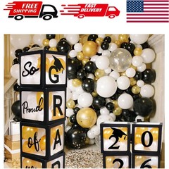 Elegant Black Balloon Boxes – Graduation Decorations for Class of 2026 Parties
