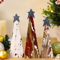 3 Pcs Rustic Christmas Tree Wooden Table Decorations Farmhouse Small Christma…