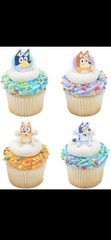 Bluey So Much Fun Rings, 24 Cupcake Decorations Featuring Bluey, Bingo Open Box