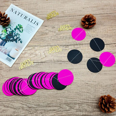 Hot Pink Black Circle Dots Party Garland Decoration Polka Dots Hanging Streamer