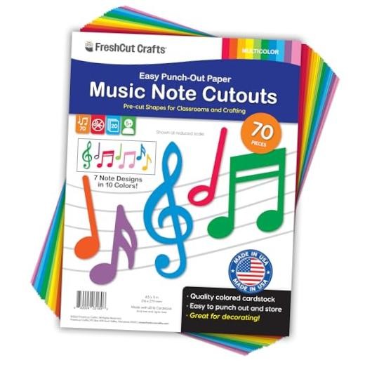 70pcs Colorful Music Notes Cutouts Musical Party Decorations in 7 Multi Color