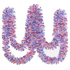 33ft Patriotic Tinsel Garland,Red White Blue Star Twisted Garland for 4th of Jul