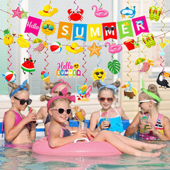 Summer Party Decorations, Beach Party Decor Includes Hello Summer Banner Beach H
